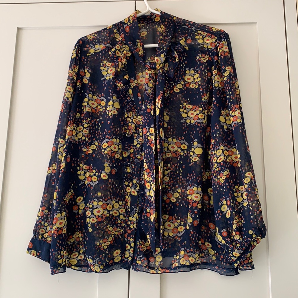 Vintage French blouse 70s flower power